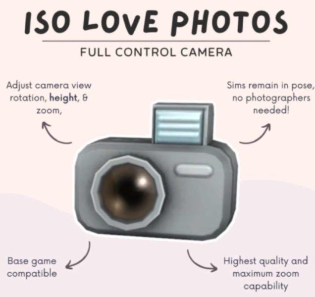 ISO Love Photos мод на камеру в Sims 4